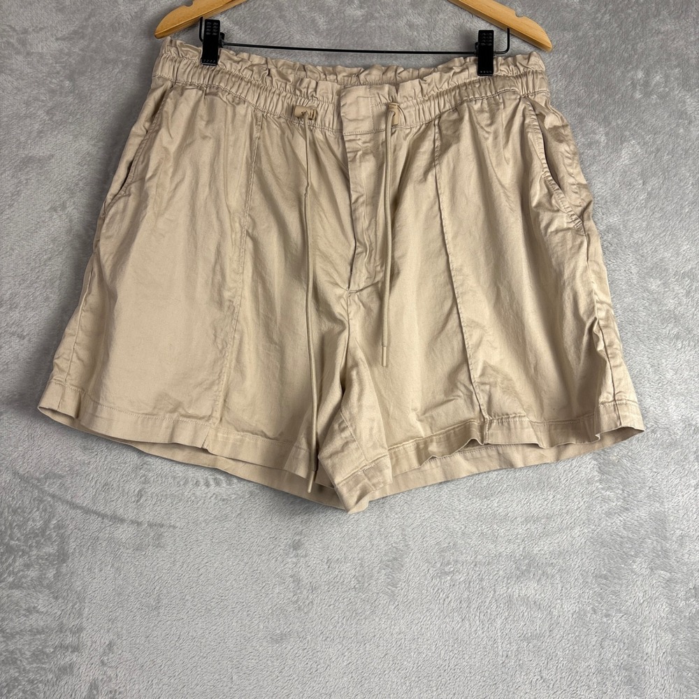 Gap Women XL‎ Tall Bedrock Tan Paperbag Waist Drawstring Cotton Shorts Festival